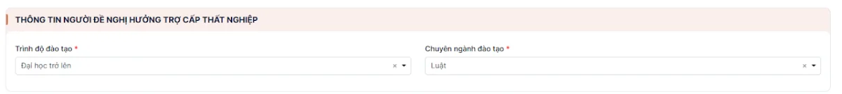 Ảnh chụp màn hình hướng dẫn nop — bước 4: Nhập thông tin cá nhân — Trình độ chuyên môn