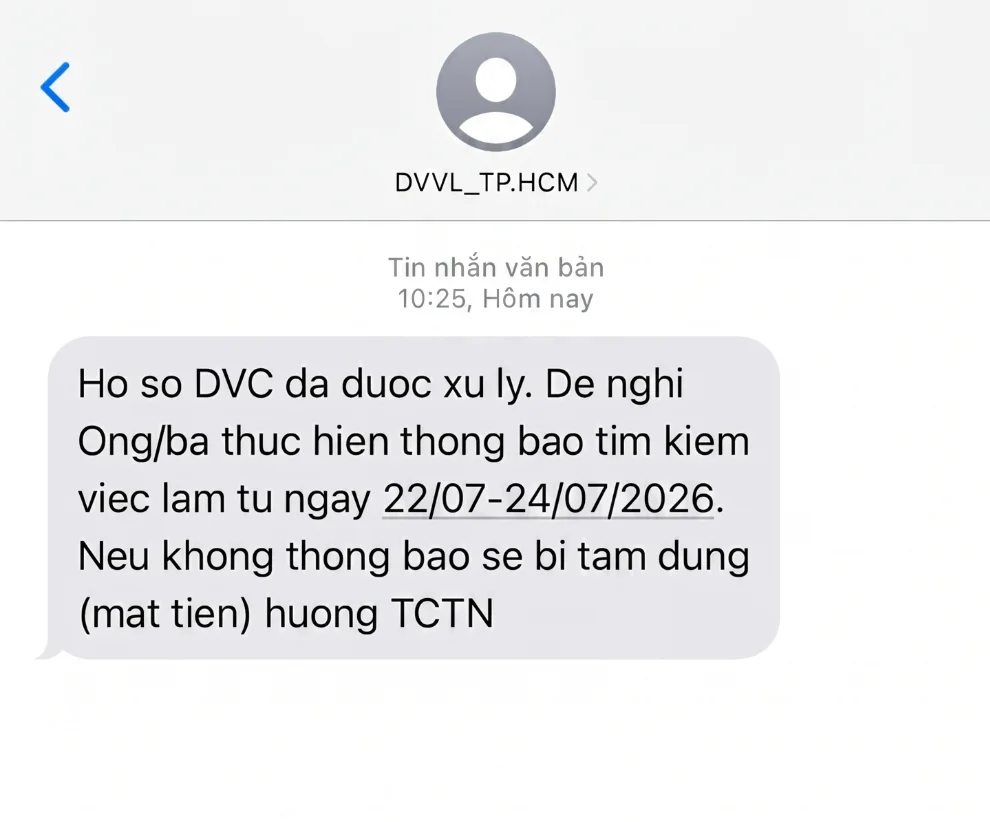 Ảnh chụp màn hình hướng dẫn tra — bước 4: Xem ngày trả kết quả — Tin nhắn SMS thông báo đã có kết quả