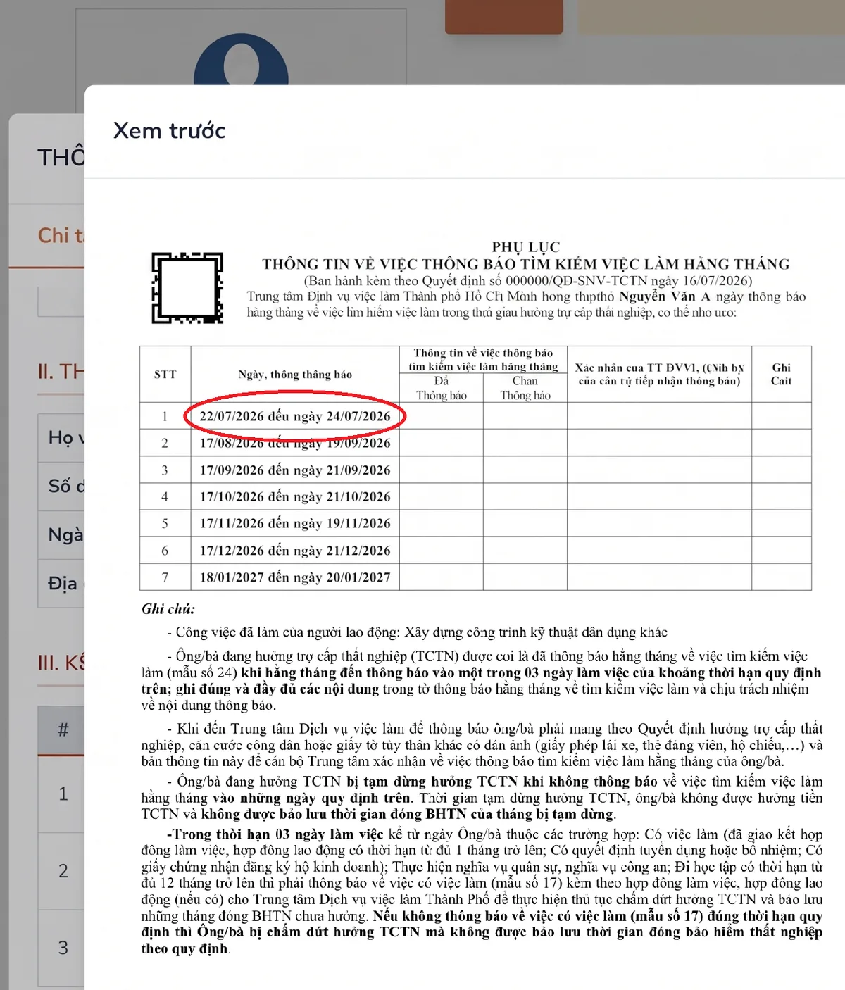 Ảnh chụp màn hình hướng dẫn tra — bước 6: Kiểm tra quyết định — Phụ lục quyết định